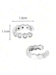 SYMFNY 1 Pair 925 Sterling Silver Ear Cuffs (No Piercing Required); Unisex Style, Versatile Ear Jewelry, Suitable For Daily Wear, Commuting And Dating - Silver - View 3