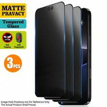 XINHONGYU 3-Pack Frosted Privacy Tempered Glass Screen Protector, Compatible With IPhone 17 Pro Max/17 Pro/17/Air/16 Pro Max/16/16 Pro/16 Plus/14 Pro Max, 9H+ Scratch-Resistant, Touch Sensitive, Compatible With Phone Cases, Includes Cleaning Kit, Premium 9H+ - Black - View 43