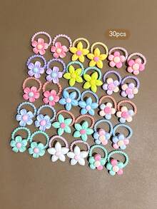 30 piezas de gomas de pelo estilo dibujo animado lindo aleatorio, adecuadas para uso diario - Multicolor - Ver 4