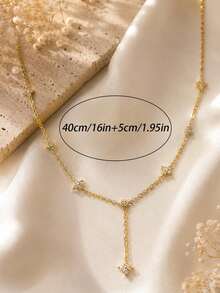 1pc 14k Gold Plated Women's Minimalist Luxury Elegant Crystal Four-Leaf Flower Necklace, Gift For Girlfriend, Christmas, Thanksgiving - Necklace 3 - View 5