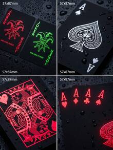 1pc Minimalist Black Playing Cards With Colorful Neon Pattern, Durable Card Game Set For Party Guests And Family, Suitable For Night Camping, Cruise Travel, Outdoor Games, Tabletop Game For Couples - Multicolor - View 6