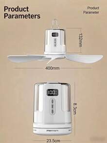 1pc Rechargeable Camping Ceiling Fan With LED Light,Portable Hanging Tent Fan 5‑Blade Quiet 4 Speed Remote Control RGB Ambient Light For Camping Dorm Bed - 1 - View 11