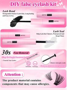 640 Clusters DIY Faux Mink Eyelash Clusters, D Curl, Dense & Fluffy, 8-16mm Mixed Length, Eye-Catching Effect, Suitable For All Makeup Looks. Glue, Remover, Tweezers Can Be Selected Based On Needs. Lightweight, Reusable & Cost-Effective, Suitable For Beginners, Applicable For Various Occasions - 彩色 - 查看 10