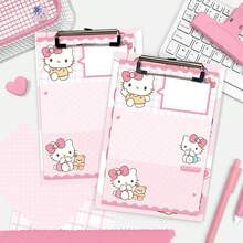 1 Clipboard + 50 Sticky Notes KT Cat Clipboard A5 Colorful Heart Cat Design, Writing Memo Clipboard, Suitable For Student Classroom Notes, Office Meeting Memos, Daily Handwritten Document Organization - A - View 2