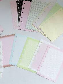 Kawaii Polka Dot Scalloped Edge Loose‑Leaf Paper, Colorful Decorative Scrapbook Insert Paper For Journal DIY Craft Supplies - A - View 3