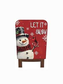6pcs Dokriy Polyester Christmas Chair Covers - Elastic Stretch Closure, Red And Striped, With Snowman, Tree, Santa Claus, Let It Snow Design, Machine Washable, Suitable For Dining Room, Kitchen, Home Party Decoration, Christmas Chair Covers - A - View 11