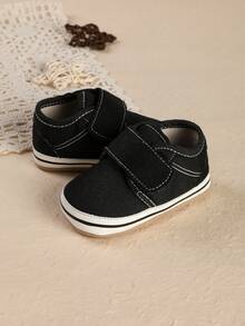 1 Pair Infant Toddler Canvas Flat Anti-Kick Casual Versatile Cute Sports Shoes For Boys, Suitable For Spring And Autumn - Black - View 4