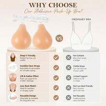 1pc Push-Up Self-Adhesive Bra, Invisible Strap Design, Front Closure Design, Provides Breast Support, Comfortable And Reusable, Suitable For Tank Tops, Swimwear, Bikini And Deep V-Neck Outfits - Multicolor - View 6