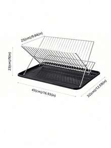 X-Shaped Foldable Kitchen Dish Drying Rack, 2-Tier Bowl & Plate Storage Rack With Drip Tray, Utensil Organizer - Multicolor - View 5