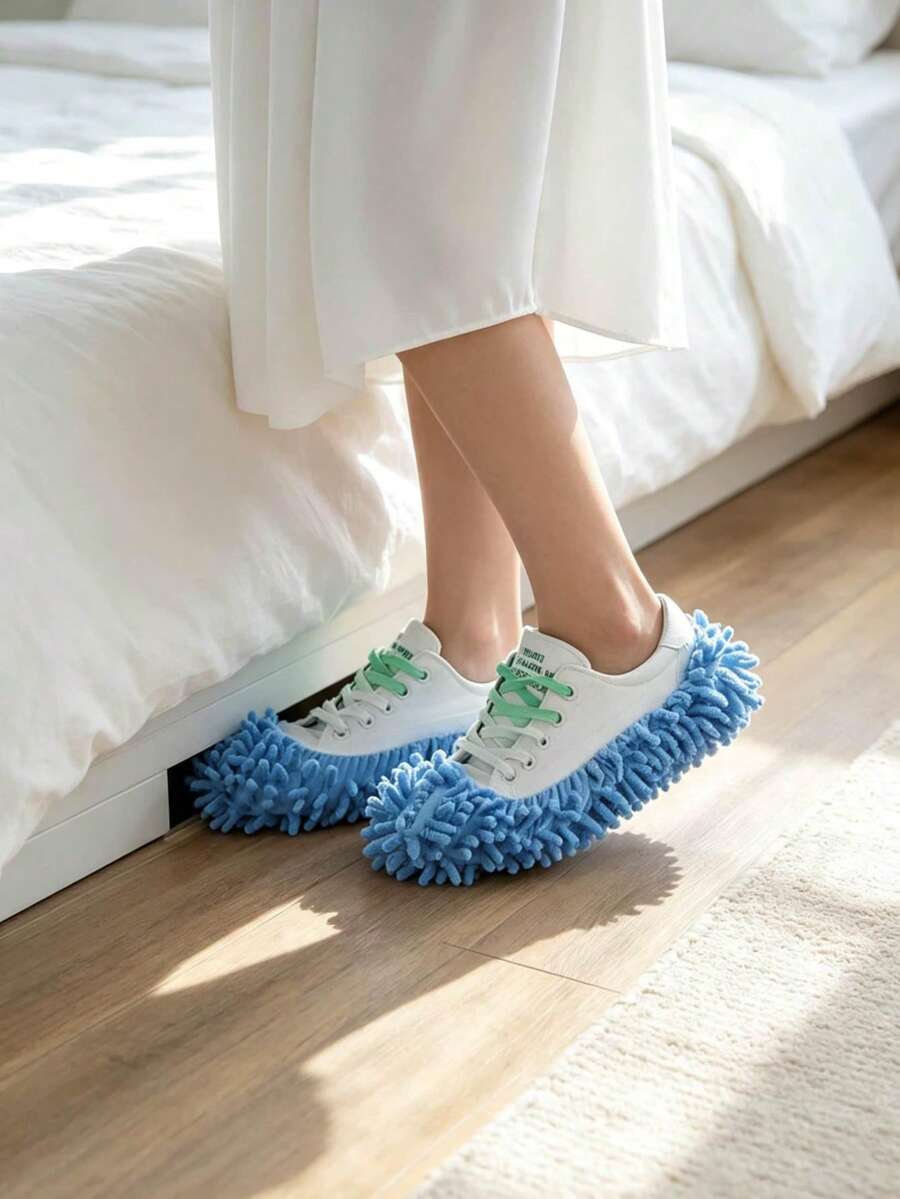 2 Pieces Set Of Ultra-Fine Fiber Mop Slippers - Reusable Mop Shoe Cover, Suitable For Kitchen, Bedroom, Living Room, Lazy Slipper Cover - Washable Slipper Cover Suitable For Dust Removal, Hair Sweeping, Floor Cleaning