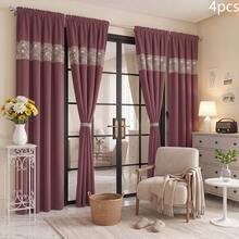 FLYINGCURTAINS Modern Plaid Patchwork Thermal Sunscreen Curtain With Window Rod Bag Style Light Translucent Privacy Window Screen, Farmhouse Style Home Decor Curtain - Lilac Purple - View 10