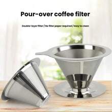 Coffee Filter, Coffee Filter Net, Drip Coffee Maker Set, Paperless Ultra-Fine Mesh Coffee Funnel - One Size Fits All - View 4