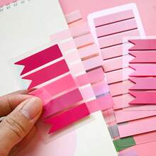 6 Styles 1 Set Index Label Stickers, PET Semi-Transparent Pink Series Sticky Notes, Marker Tabs For Student Textbooks, Reading Notebooks, Message Notes, Back To School Supplies - one-size - View 5