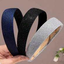 3pcs Premium Luxury Sparkling Wide Headband, Anti-Slip Hair Accessory For Women, Suitable For Work, Face Washing And Taming Frizz - Multicolor - View 2