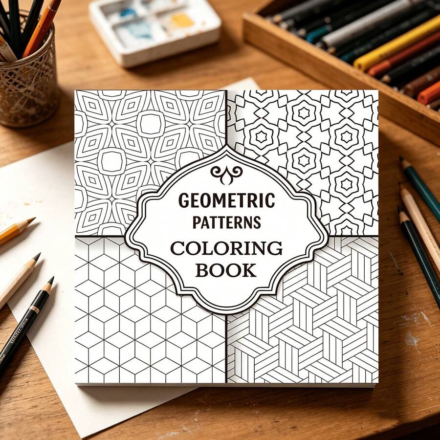 Stress Relief Geometric Pattern Coloring Book, 24 Pages For Mindfulness Coloring And Artistic Relaxation, Perfect Choice For Coloring Relaxation And Creative Painting - Geometric Pattern Coloring Book for Stress Relief - View 1