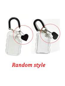 Wavy Edge Transparent Acrylic Card Holder, Y2K Style, With Phone Charm Heart Cat Bow Pendant, Card Holder Accessories, DIY Card Storage Case, Fits Idol Photos, Custom Printed Cards, School ID Cards, Access Cards, ID Cards, Work Badges And Metro Cards, Outer Wavy Asymmetric Frame, For Students And Idol Fans To Decorate Their Cards, Keychains, Backpack Charms, Back To School Essential, Ideal Gift For Girls (Card Paper Not Included) - Multicolor - View 11