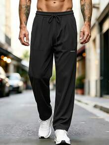Men's Casual Sweatpants, Loose Straight-Leg Fit, Available In Multiple Colors. Sports - Black - View 1