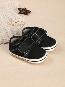 1 Pair Infant Toddler Canvas Flat Anti-Kick Casual Versatile Cute Sports Shoes For Boys, Suitable For Spring And Autumn - Black - View 2