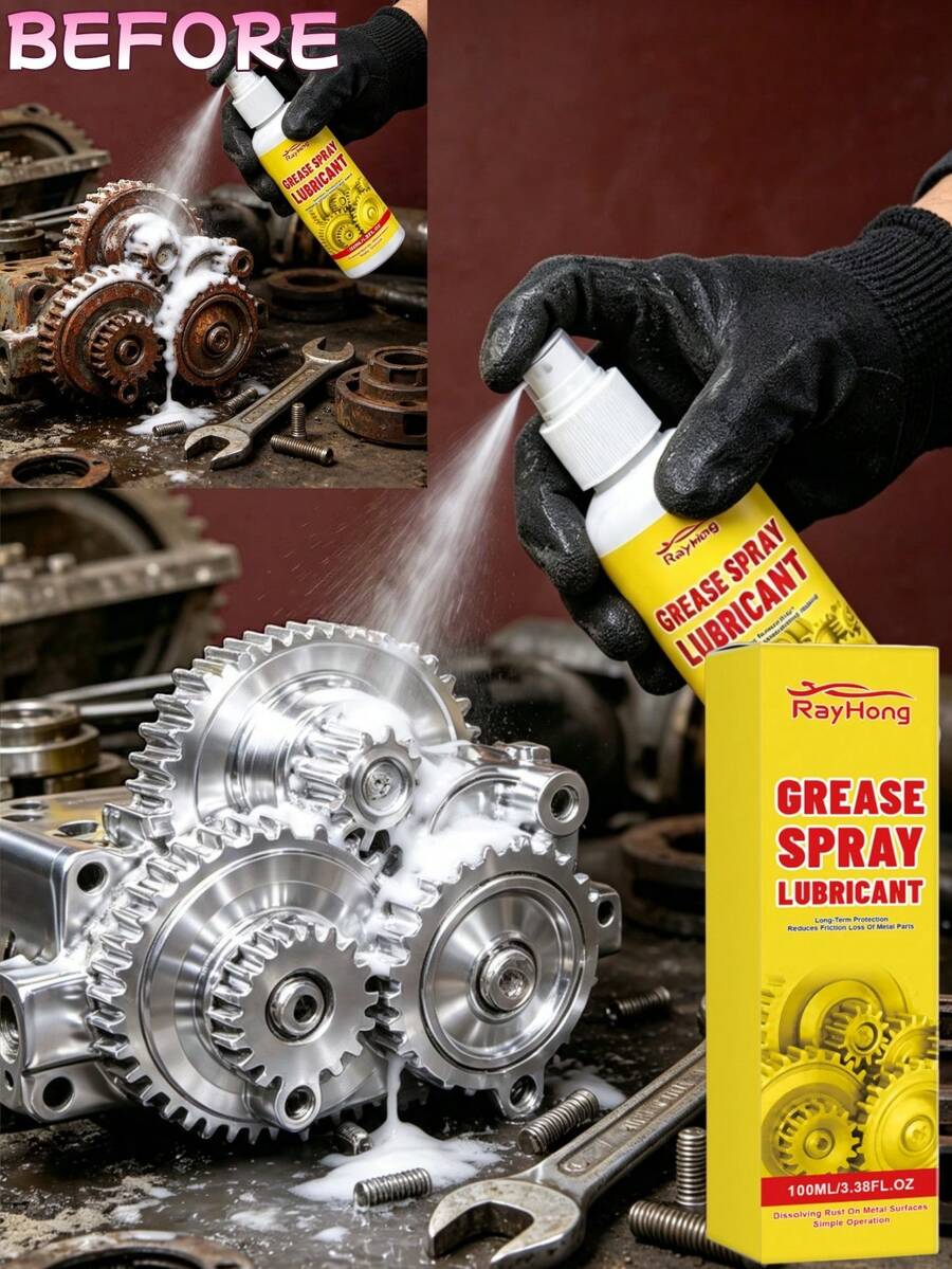 rayhong 1pc/100ml/180ml Rust Remover Spray, Cleans Machine Parts, Metal Rust Removal, Brightening, Refurbishing, Multi-Purpose Spray, Quickly Dissolves Rust On Metal Surfaces, Provides Long-Lasting Lubrication For Metal Components, Suitable For Various Metal Materials And Scenarios