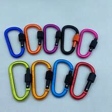 Factory Direct Thickened No.8 Lockable D-Shaped Carabiner, Aluminum Alloy Quick Release Buckle With Nut Lock, Backpack Hanging Clip For Outdoor Camping Hiking - A - View 9