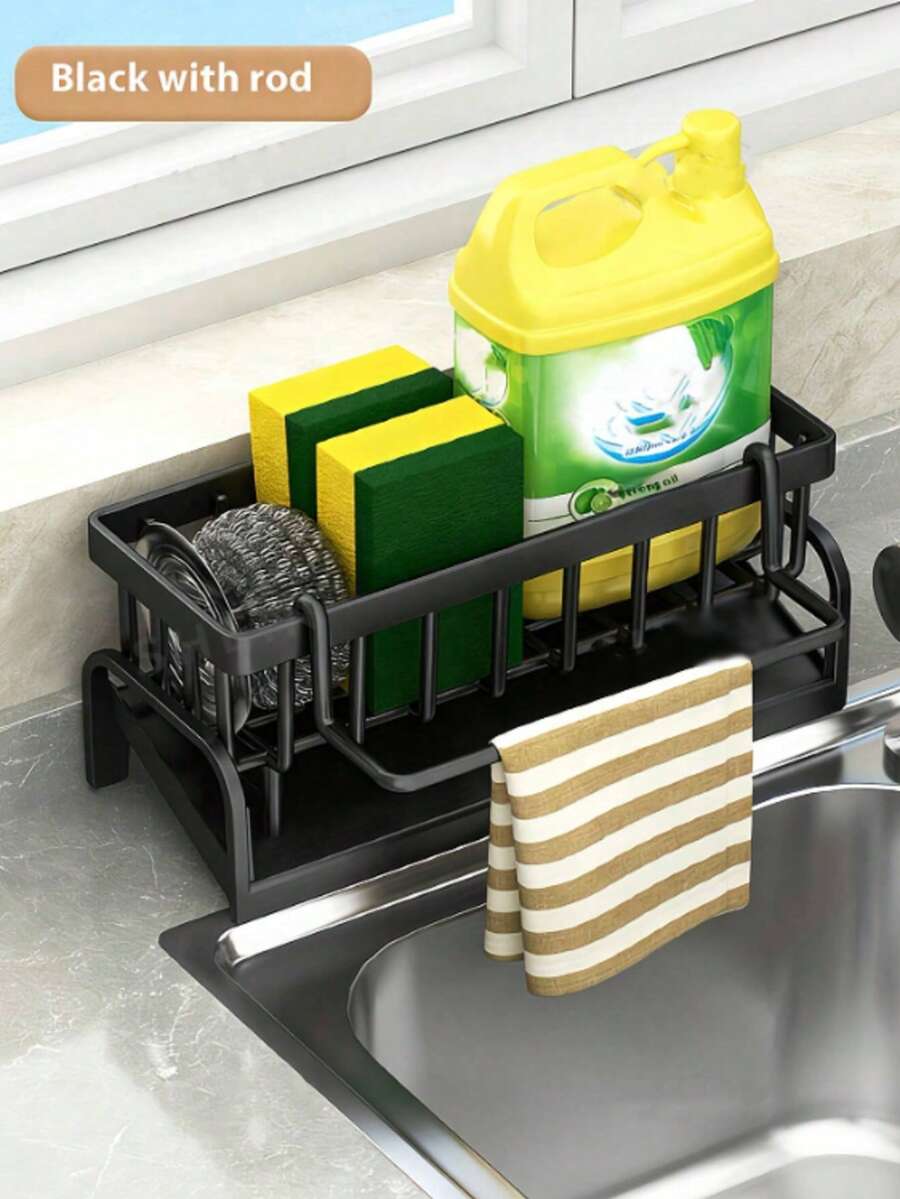 A Versatile Plastic Storage Rack For Kitchen And Bathroom Sinks - Faucet-Mounted Storage Rack, Suitable For Rags, Sponges, Brushes, Dish Soap, Steel Wool, And Other Items - Durable, Easy To Clean,Kitchen Accessories, Kitchen Storage
