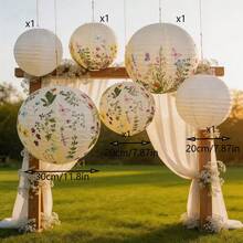 Ins Style Pastoral Butterfly & Floral Paper Lantern, Suitable For Wedding, Window Display And Cozy Decor, Hanging Lantern Can Be Used For Flower Shop Atmosphere - Multicolor - View 12