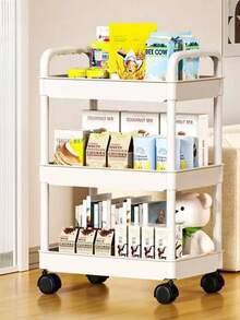 1 pieza Carrito de almacenamiento multifuncional móvil para sala de estar, cocina, dormitorio, baño, organización del hogar, estantería, decoración de la habitación, solución de almacenamiento utilitario, unidad de estantería con ruedas - Negro - Ver 16