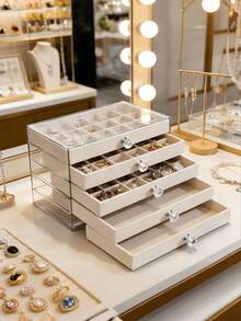 1pc Acrylic Transparent Jewelry Storage Box, 5 Layers, Large Capacity, Drawer Style, Jewelry Organizer - Multicolor - View 5