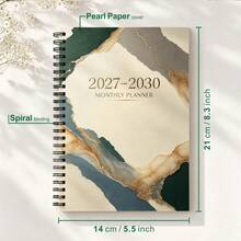 1PC A5 4-Year Monthly Planner 2027-2030, Classic Blue Floral Cover Spiral Notebook, 48 Month Calendar With Tabs, Twin-Wire Bound Premium Paper, Weekly & Monthly Schedule Organizer For Student Office School - A5 - View 2