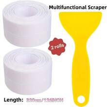 2 Rolls 3.2m Sealing Tape, 3.8cm Width, Includes Plastic Scraper, Durable Self-Adhesive Waterproof Strip, Suitable For Bathroom And Kitchen, Masking Tape, Instant Application, Peel And Stick - Multicolor - View 1