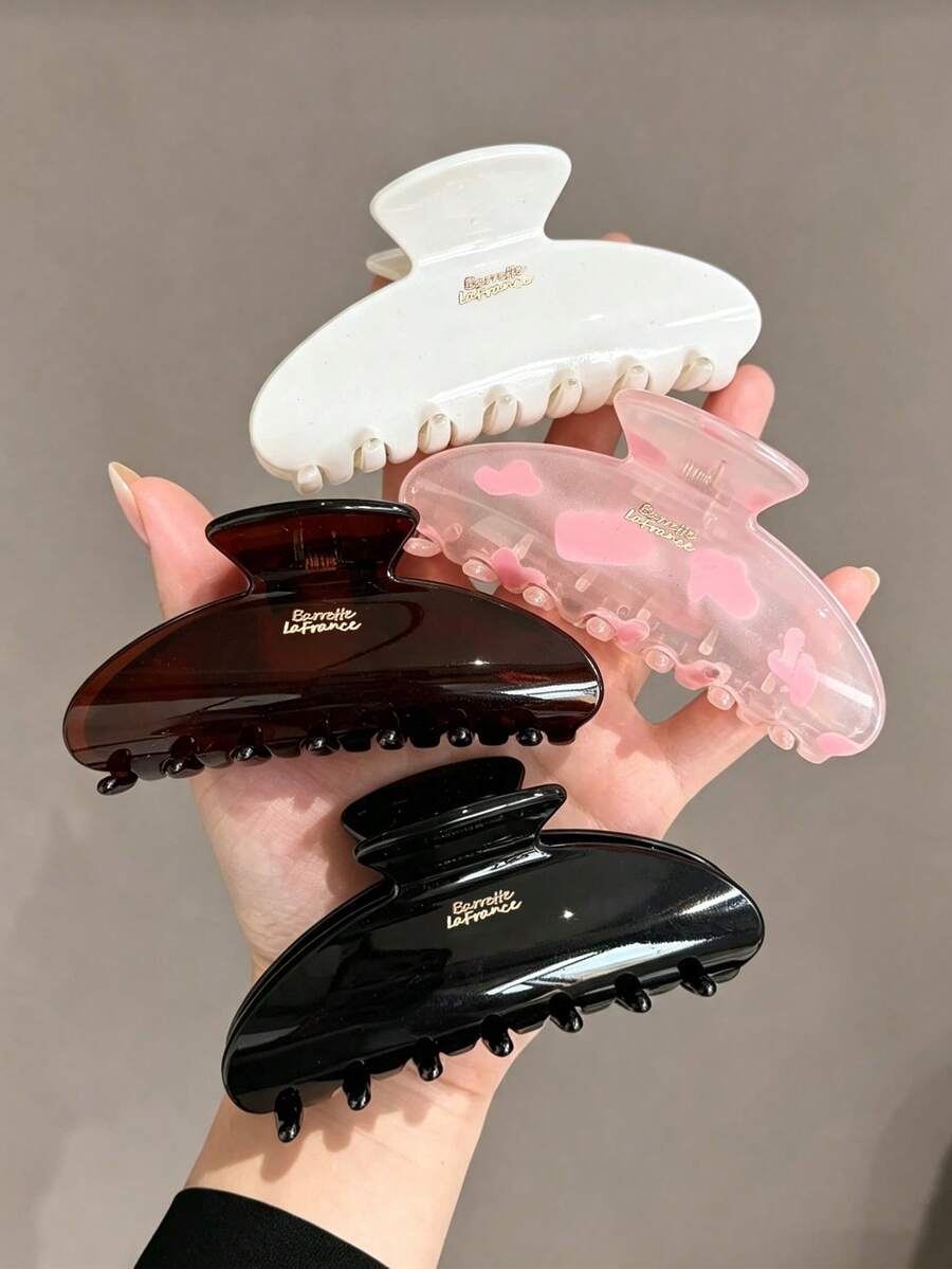 4pcs/1pc Women's White Pink Burgundy Black Plastic Hair Clips Fashion Versatile High-End Elegant Elegant Minimalist Style Solid Color Hair Claws Bathroom Hair Accessories Suitable For Daily Outings Casual Parties Commuting Beach Vacation Tying Hair Ponytail Bun Washing Face Bathing Makeup Matching Clothes Use Hair Accessories Hair Clips (Gold Label Is Single-Sided) - Multicolor - View 1