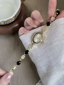1件女款金色圓形石英手錶，優雅時尚，適合日常配戴，生日/畢業禮物，派對與聚會 - 金色 - 查看 3
