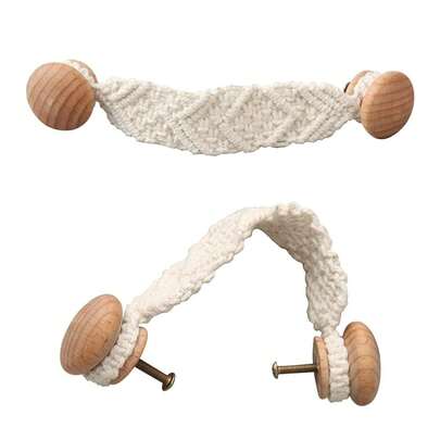 2 Pack Bohemian Style Rope Knobs Door Handle Rope Knot Cabinet Drawer Cupboard Furniture Door Wooden Pulls Handles Drawer Pulls For Kit