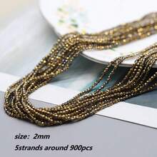 5 خيوط (حوالي 900 قطعة) خرز صغير 2 مم بألوان أخضر وأزرق AB لصنع المجوهرات DIY إكسسوارات يدوية الصنع للقلائد والأقراط - 2 مم - مشاهدة 22