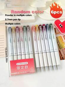 6支裝可擦拭亮粉中性筆0.7mm與碳黑色可擦拭筆（含彩色與黑色替芯，請注意），彩色亮粉可擦拭筆，可按式螢光筆，6種亮粉色～～常規純色可擦拭凝膠墨水筆可伸縮0.5mm藍色墨水筆，2種不同款式，適用於居家、學校與辦公室，返校季 - 多色 - 查看 19