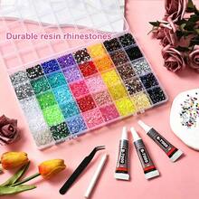 40 Colors Jelly Resin Rhinestone Set, Shiny Decorative Rhinestones DIY Craft Materials, Multi-Color Resin Set, Suitable For DIY Shoes, Water Cup Rhinestone Decoration, Diamond Painting - Multicolor - View 5