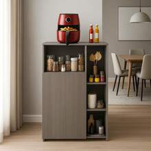 Mueble Alacena Despensero Organizador Multiusos Melamina de Alta Resistencia, con Puerta, Estantes y Repisas (Chocolate) - Gris - Ver 3