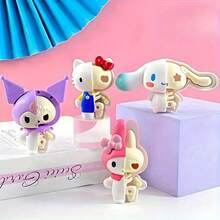 1/4 Pcs Sanrio Half Anatomy Hello Kitty Series Blind Box Figurines - Creative Cinnamoroll, Kuromi &Handcrafts, Desktop Ornaments [Hand-Painted Artwork With Slight Imperfections, Please Avoid Purchasing If Mind | - Multicolor - View 2