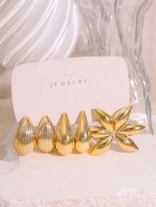 3/9 Pairs Vintage Multi-Element Unique Fashion CCB Earrings, Suitable For Daily Wear All Year Round, Perfect For Self-Wear Or As A Gift For Friends And Family - Gold - View 10