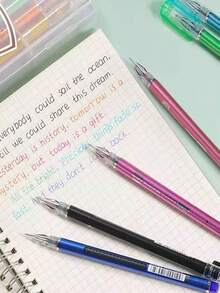 12-Color Diamond Neutral Pen Set With Storage Box, 0.5mm Fine Tip Colored Pens, Smooth Writing Diary Pens, Suitable For Note-Taking, Drawing, Sketching, Bookkeeping, School And Office Supplies - Diamond Gel Pen Set - View 7