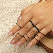 10 Simple And Personalized Thin Finger Ring Sets (The Styles In The Picture Are Shipped Randomly) - Silver - View 2
