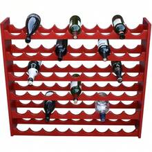Cava de Madera de Pino para 54 Botellas Color Rojo 20x90x80 cm | Estante para Vino con Diseño Moderno, Elegante y Resistente | para Sala y Comedor | Fácil de Armar - Ver 5