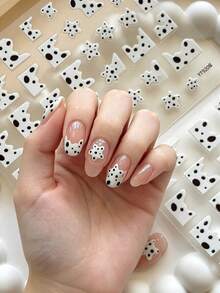 Halloween Christmas 3D Embossed Jelly Nail Stickers, Spot Bow Rabbit Gold Foil Frame Cherry Spider Web Ghost Bat Clown Self-Adhesive Nail Decals DIY Manicure Decor - Multicolor - View 1