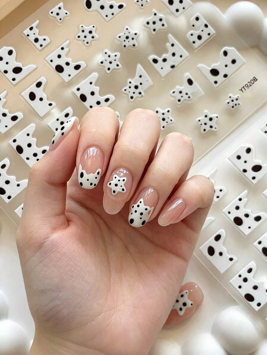 Halloween Christmas 3D Embossed Jelly Nail Stickers, Spot Bow Rabbit Gold Foil Frame Cherry Spider Web Ghost Bat Clown Self-Adhesive Nail Decals DIY Manicure Decor - Multicolor - View 1