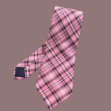 1PC Men's Pink Striped Preppy Tie Suitable For Daily Matching - Pink - View 2