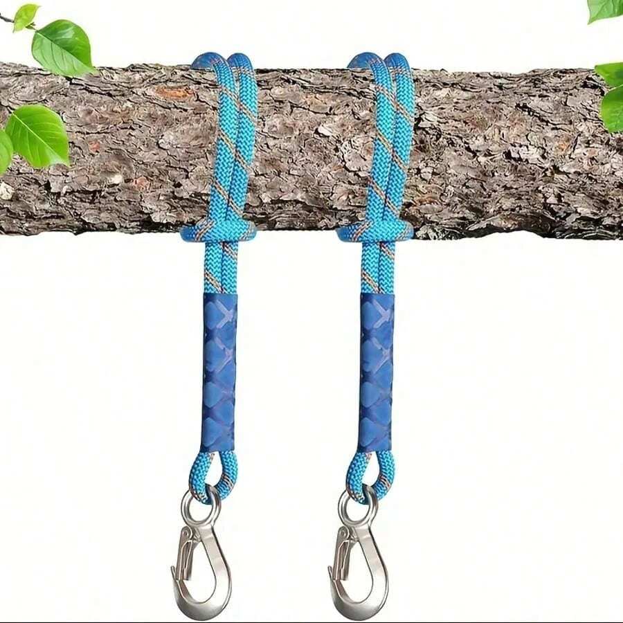 Durable Nylon Hanging Strap With Metal Hook - UV Resistant, Weatherproof And Wear-Resistant - Suitable For Outdoor Hammocks, Tree Swings, Patio Chairs - Equipped With Carabiner For Easy Installation - Garden, Backyard Use Options - A - View 1