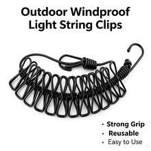 Outdoor String Light Clips, 1/10/20pcs Heavy Duty Windproof LED Fairy Light Clips, Reusable Garden Light Hooks, Suitable For Camping, Patio, Deck, Porch, Backyard Wedding Party Decoration - Multicolor - View 3