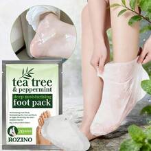 Rozino 2 buah Masker Kaki Pelembap Intensif Tea Tree & Mint. Aroma Tea Tree & Mint, Menyegarkan & Nyaman di Kaki, Melembapkan Secara Intensif, Menenangkan Kaki Kering & Kasar, Melembutkan & Menutrisi, Memperbaiki Kekeringan & Pengelupasan. Dikemas Individual 60g, Bersih & Higienis, Perawatan SPA Kaki di Rumah, Mudah Digunakan - View 1