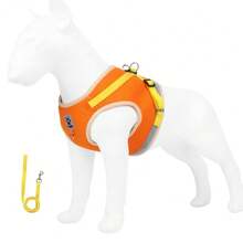 High Visibility Reflective Dog Harness, Breathable Mesh Pet Vest Harness, Adjustable Chest Strap For Small And Medium Dogs, Comes With Matching Dog Leash, Suitable For Night Walks - Multicolor - View 11