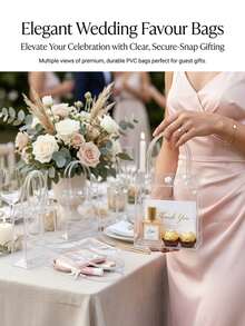 20pcs Clear Plastic Gift Bags, 6.3 X 5.1 Inches, Suitable For Boutique Weddings, Birthdays, Parties, Christenings, Bachelorette Parties And Graduation Gift Bags - Transparent - View 9